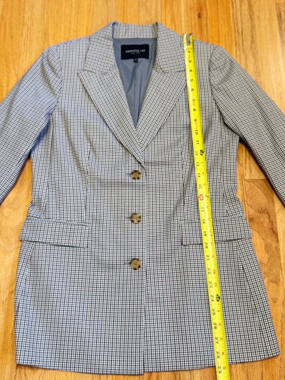 Lafayette 148 New York Blue Gray Houndstooth Wool Blazer Sz 6 - Picture 8 of 12